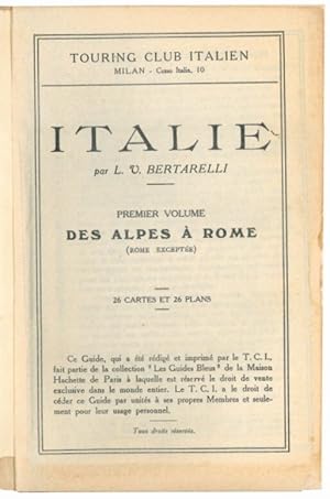 Bild des Verkufers fr Italie en 2 volume. Premier volume: Des Alpes a Rome. zum Verkauf von Libreria Alberto Govi di F. Govi Sas