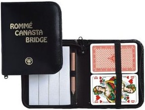 Rommé / Canasta / Bridge. Franzoesisches Bild. Im Lederfaser-Etui