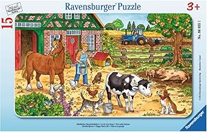 Glückliches Bauernhofleben. 15 Teile Rahmenpuzzle