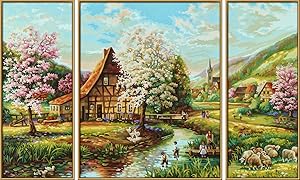 Schipper 609260664 - Malen nach Zahlen Triptychon - Laendliche Idylle, 80 x 50 cm