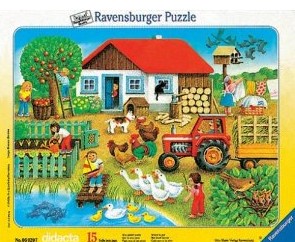 Was gehoert wohin. Puzzle mit 15 Teilen