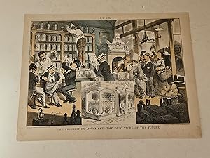 Seller image for 1882 Puck Lithograph of "The Prohibition Movement--The Drug Store of the Future" - Getting Dr.'s Perscription for Alcohol for sale by rareviewbooks