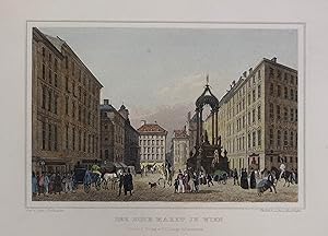 Bild des Verkufers fr Der hohe Markt in Wien. Kolorierter Stahlstich v. Ernst Emil Hfer nach Louis Hoffmeister aus Schimmer "Das Kaiserthum Oesterreich" Darmstadt 1842, 9,5 x 14,5 cm zum Verkauf von Antiquariat Johannes Mller