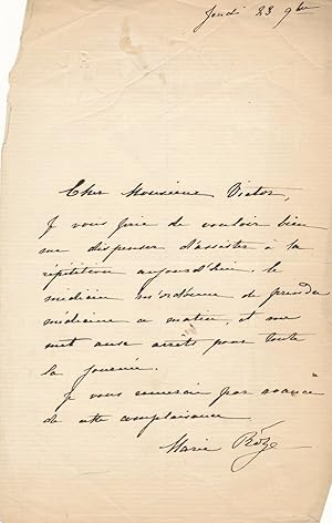 Marie ROZE lettre autographe signée cantatrice