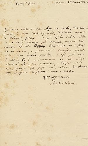 Antonio BERTOLONI lettre autographe signée médecin botaniste