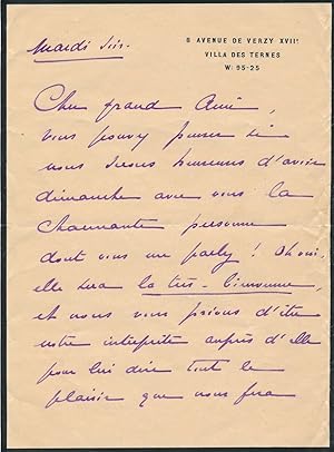 Magdeleine GODARD lettre autographe signée violoniste