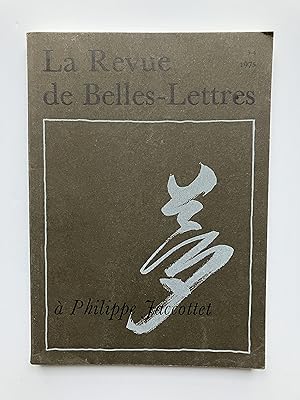 La Revue de Belles-Lettres n° 3-4 : à Philippe JACCOTTET