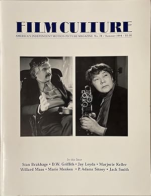 Immagine del venditore per Film Culture No. 78, Summer 1994 venduto da Reilly Books