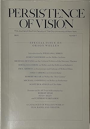 Bild des Verkufers fr Persistence of Vision: The Journal of the Film Faculty of The City University of New York (Number 7, 1989) [Special Issue on Orson Welles] zum Verkauf von Reilly Books