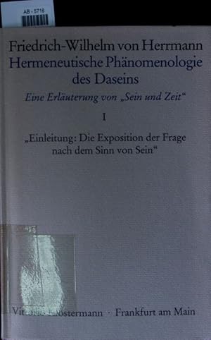 Bild des Verkufers fr Hermeneutische Phnomenologie des Daseins. 1. Bd zum Verkauf von Antiquariat Bookfarm