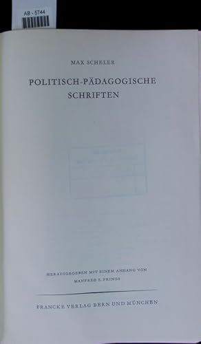 Bild des Verkufers fr Politisch-pdagogische Schriften. zum Verkauf von Antiquariat Bookfarm