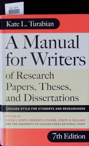 Imagen del vendedor de A manual for writers of research papers, theses, and dissertations. a la venta por Antiquariat Bookfarm