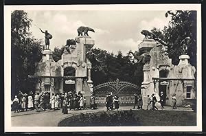 Ansichtskarte Altona-Stellingen-Hamburg, Hagenbeck`s Tierpark, Besucherandrang am Haupteingang