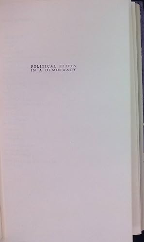 Seller image for Political Elites in a Democracy. for sale by books4less (Versandantiquariat Petra Gros GmbH & Co. KG)