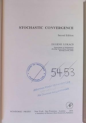 Imagen del vendedor de Stochastic Convergence Probability and Mathematical Statistics, Volume 30. a la venta por books4less (Versandantiquariat Petra Gros GmbH & Co. KG)