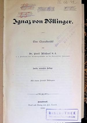 Bild des Verkufers fr Ignaz von Dllinger: Eine Charakteristik. zum Verkauf von books4less (Versandantiquariat Petra Gros GmbH & Co. KG)