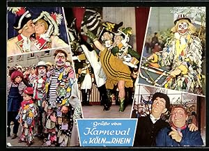 Ansichtskarte Köln a. Rhein, Gruss vom Karneval, Lustige Karnevalisten in bunten Kostümen, Fasching