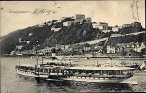 Imagen del vendedor de Ansichtskarte / Postkarte Koblenz am Rhein, Festung Ehrenbreitstein, Dampfer Parcival a la venta por akpool GmbH