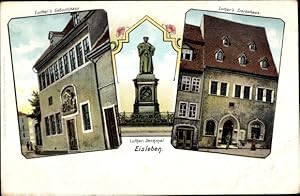 Ansichtskarte / Postkarte Lutherstadt Eisleben in Sachsen Anhalt, Geburtshaus von Luther, Sterbeh...