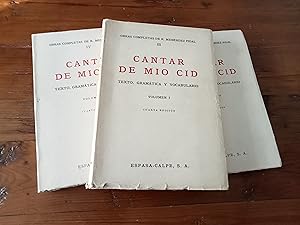 CANTAR DE MIO CID. Texto, Gramática y Vocabulario. Vol. I, II y III. Completo