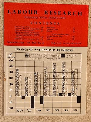 Seller image for Labour Research September 1955 / Finance Of Nationalised Transport/ Atomic Energy Firms / TRANSPORT: Where the Money Goes / Unions and Commercial T.V. / Amalgamation in European Steel / Social Service News - Housing Interest Rates/ Clean Air for sale by Shore Books