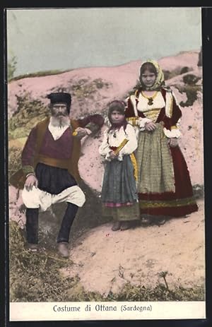 Cartolina Sardegna, Familie in italienischen Trachten