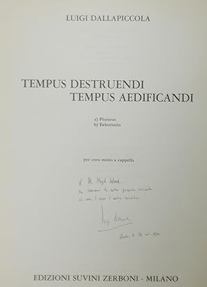 Tempus destruendi, Tempus aedificandi, per coro misto a cappella (Inscribed by the Composer)