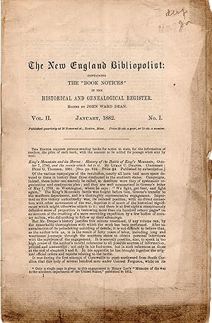 Two Issues of "The New England Bibliopolist" ,Vol. II No. I (January 1882) and Vol. V, No. II (Ap...