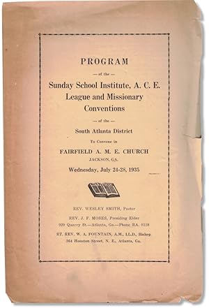Program of the Sunday School Institute, A.C.E. League and Missionary Conventions of the South Atl...