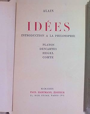 Imagen del vendedor de Idees Introduction a La Philosophie. Platon, Descartes, Hegel, Comte. a la venta por books4less (Versandantiquariat Petra Gros GmbH & Co. KG)