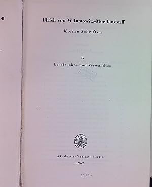 Lesefrüchte und Verwandtes. Kleine Schriften, Bd. 4