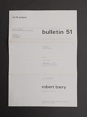 Art & Project Bulletin nr. 51 - Robert Barry - Slidepieces 1971-72