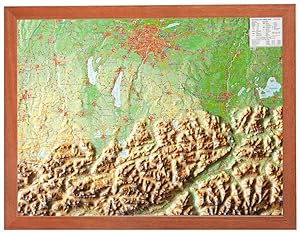 Bild des Verkufers fr Relief Bayerisches Oberland 1:400.000 mit Holzrahmen zum Verkauf von moluna
