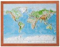 Bild des Verkufers fr Relief Welt 1:107 MIO mit Holzrahmen zum Verkauf von moluna