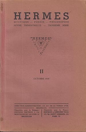 Image du vendeur pour Hermes. Revue Trimestrielle. Mystique - Poesie - Philosophie. N 2 - Troisime srie. mis en vente par PRISCA