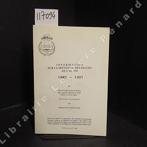 Seller image for Information sur la dfinition des rgles de l'Islam. 1981 - 1401. Par Abou El-Fadl Ayad ben Moussa Ben Ayad El Yahsoubi Es-Sebti, dcd en 544 de l'hgire for sale by Librairie-Bouquinerie Le Pre Pnard