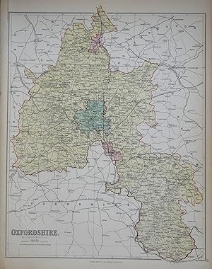 Antique Map OXFORDSHIRE, John Bartholomew Original c1870