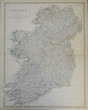 IRELAND, Keith Johnston large original Antique Map c1870