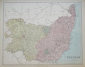 Antique Map SUFFOLK, Edward Weller Original c1870