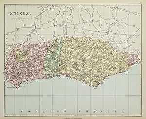 Antique Map SUSSEX, George Philip Original c1870