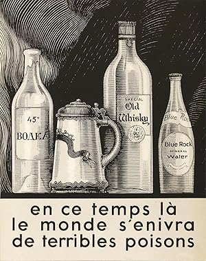 1930s Vintage French Art Deco Print - Nicolas, En ce temps là le monde s'enivra de terribles pois...