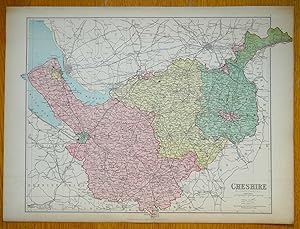 Antique Map CHESHIRE, John Bartholomew Original Map c1870