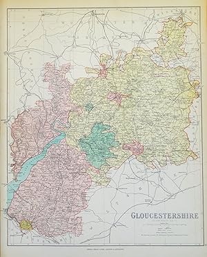 Antique Map GLOUCESTERSHIRE, Edward Weller Original c1870