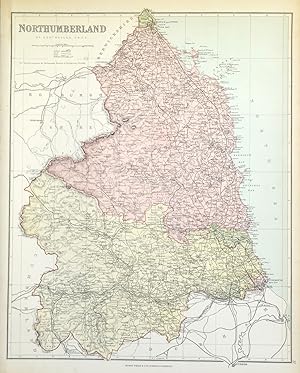 Antique Map NORTHUMBERLAND, Edward Weller c1870