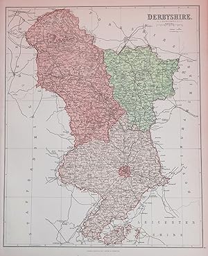 Antique Map DERBYSHIRE, John Bartholomew Original c1870