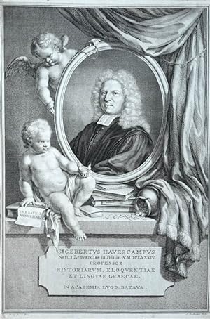 Kupferstich von J. Houbraken nach Frans van Mieris, Portrait. Sigebertus Havercampus?.