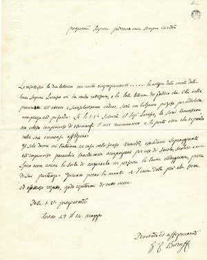 Giuseppe Filippo BARUFFI abbé voyageur, écrivain lettre autographe signée