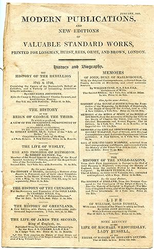 Modern Publications and New Editions of Valuable Standard Works, January 1821