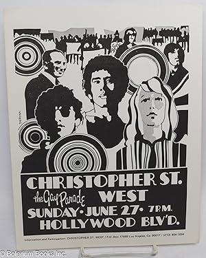 Seller image for Christopher St. West: the Gay Parade, Sunday. June 27. 7pm, Hollywood Blv'd. [handbill] for sale by Bolerium Books Inc.