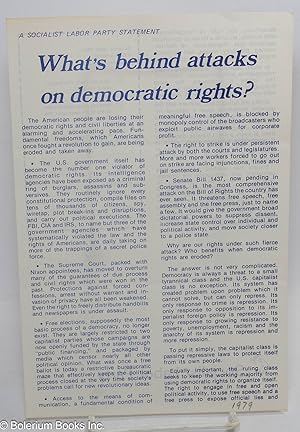 What's behind attacks on democratic rights? A Socialist Labor Party statement